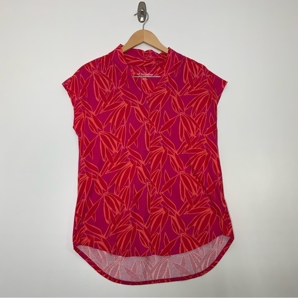 Soft Surrounding. Twilight Luau Twisted Front Blouse. Bright Rose Abst. Size Med - Picture 1 of 8